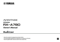 Yamaha RX-A780 - Owners manual